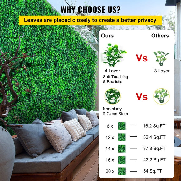 20 PCS Artificial Boxwood Hedge Panels, Privacy Screen for Indoor/Outdoor Decoration - RnR Galore