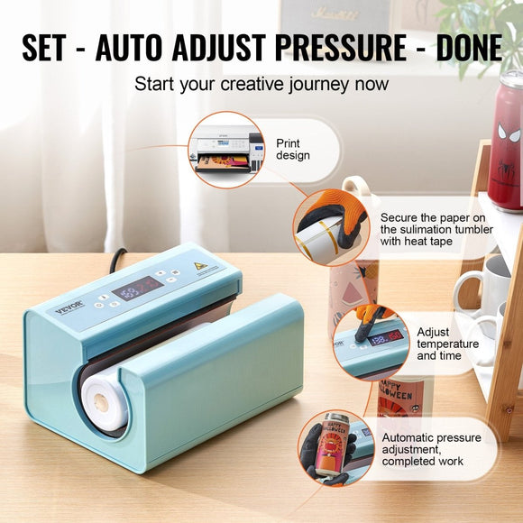 VEVOR Auto Tumbler Heat Press Machine 325 - 887 ml Sublimation Mug Heat Press Blue - RnR Galore