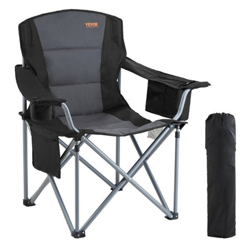 Portable Folding Chair with Cooler Bag for Camping, Beach, Lawn - Black - RnR Galore