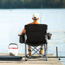 Portable Folding Chair with Cooler Bag for Camping, Beach, Lawn - Black - RnR Galore