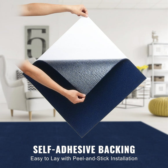 VEVOR Carpet Tiles Peel and Stick, Squares Self Adhesive Carpet Floor Tile, Soft Padded Carpet Tiles, Easy Install DIY for Bedroom Living Room Indoor Outdoor (15Tiles, Dark Blue) - RnR Galore