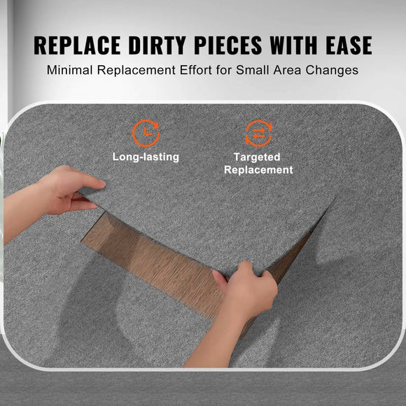 VEVOR Carpet Tiles Peel and Stick, Squares Self Adhesive Carpet Floor Tile, Soft Padded Carpet Tiles, Easy Install DIY for Bedroom Living Room Indoor Outdoor (9Tiles, Light Gray) - RnR Galore
