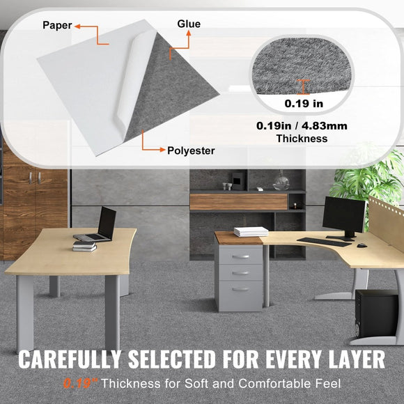 VEVOR Carpet Tiles Peel and Stick, Squares Self Adhesive Carpet Floor Tile, Soft Padded Carpet Tiles, Easy Install DIY for Bedroom Living Room Indoor Outdoor (9Tiles, Light Gray) - RnR Galore