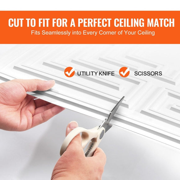 VEVOR Ceiling Tiles 12 - Pack 24 x 24 in PVC Easy Installation White Echo Pattern - RnR Galore