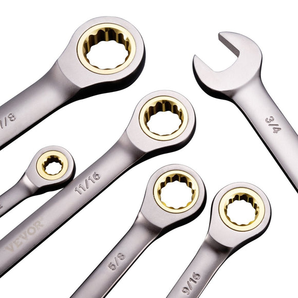 VEVOR Combination Wrench Set 24 PCS SAE 1/4" - 7/8" Metric 8 - 19mm Organizer Rack - RnR Galore