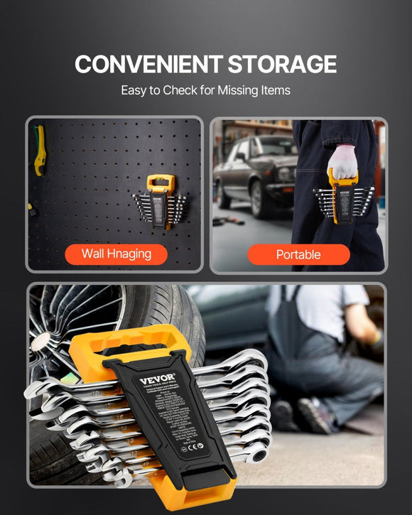 VEVOR Combination Wrench Set 8 - Piece Metric 8 mm to 19 mm with Organizer Rack - RnR Galore