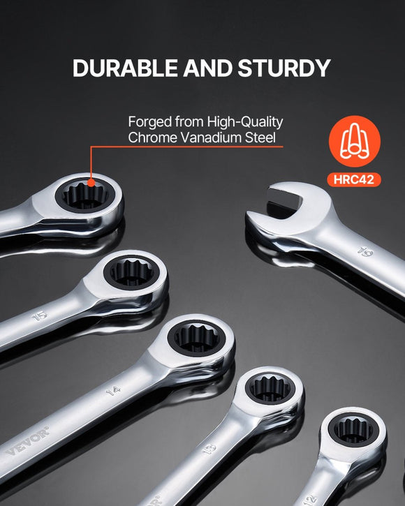 VEVOR Combination Wrench Set 8 - Piece Metric 8 mm to 19 mm with Organizer Rack - RnR Galore