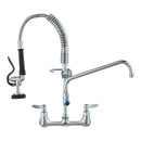 VEVOR Commercial Faucet with Pre - Rinse Sprayer, 21" Height, 8" Center, 12" Swing Spout, Wall Mount Kitchen Sink Faucet, Brass Constructed Device with Pull Down Spray, for 1/2/3 Compartment Sink - RnR Galore