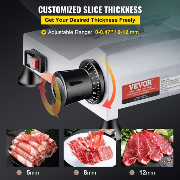 VEVOR 10 inch Electric Meat Slicer with Adjustable Thickness for Commercial and Home Use - RnR Galore