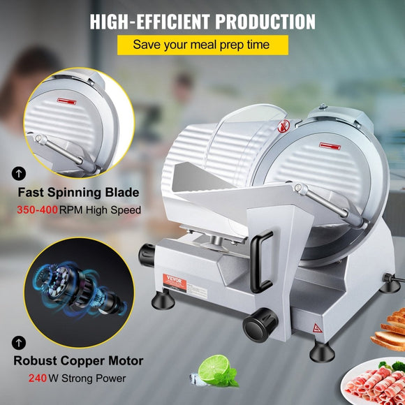 VEVOR 10 inch Electric Meat Slicer with Adjustable Thickness for Commercial and Home Use - RnR Galore