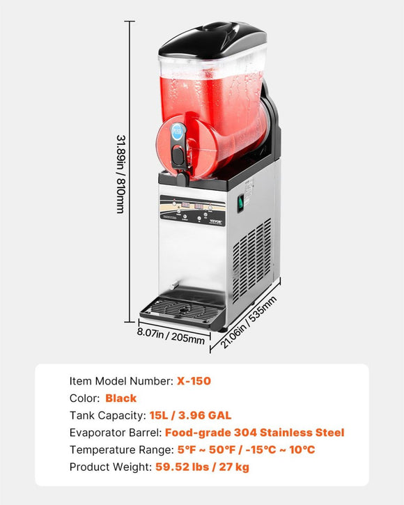 VEVOR Commercial Slushy Machine 15L Margarita Smoothie Frozen Drink Maker - RnR Galore