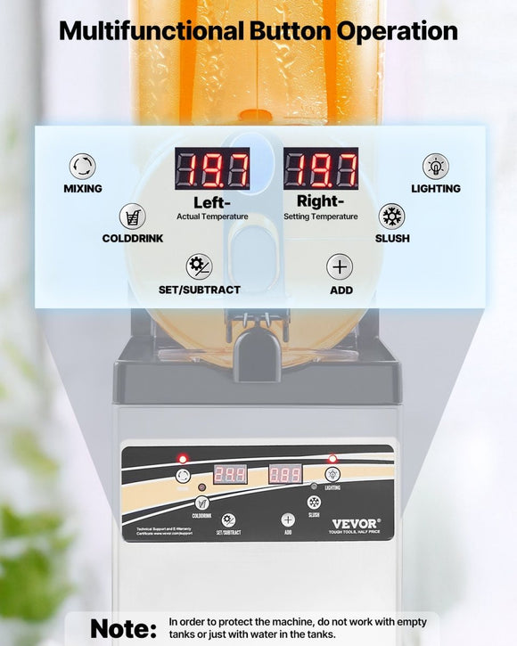 VEVOR Commercial Slushy Machine 15L Margarita Smoothie Frozen Drink Maker - RnR Galore