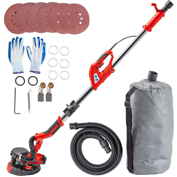 VEVOR Drywall Sander 750W Electric, Electric Sander Variable Speed 800 - 1750RPM, Drywall Sander Foldable Sheetrock Sander, with Telescope Handle ,Vacuum Bag Drywall Sanders 6 Sand Pads - RnR Galore