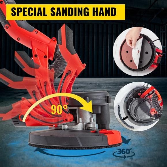 VEVOR Drywall Sander 750W Electric, Electric Sander Variable Speed 800 - 1750RPM, Drywall Sander Foldable Sheetrock Sander, with Telescope Handle ,Vacuum Bag Drywall Sanders 6 Sand Pads - RnR Galore