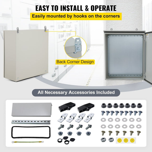 VEVOR Electrical Steel Enclosure Box NEMA 4 Outdoor Enclosure 24 x 24 x 12'' UL - RnR Galore