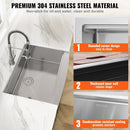 VEVOR 30 inch Stainless Steel Farmhouse Kitchen Sink with Single Bowl, Ledge & Accessories - RnR Galore
