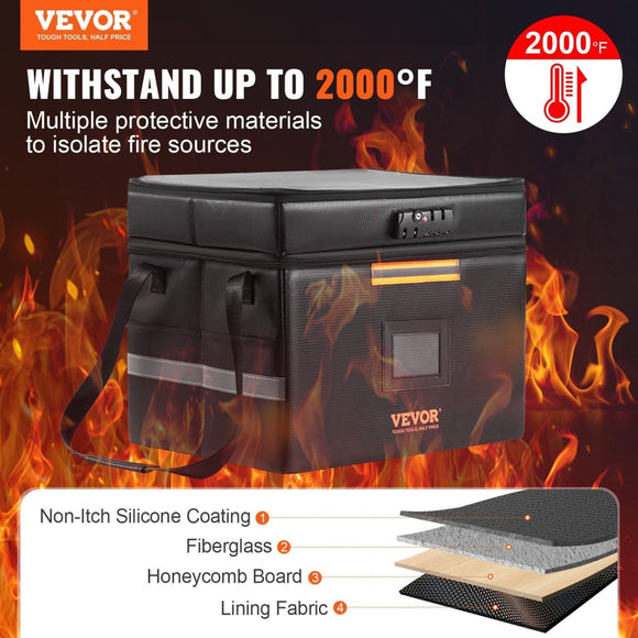 Fireproof Document Box with Lock & Handle, Waterproof File Box for Money & Jewelry - RnR Galore