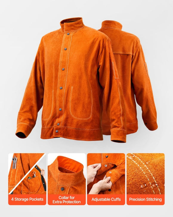 VEVOR Flame - Resistant Welding Jacket Heavy Duty Leather Welding Jacket XL Size - RnR Galore