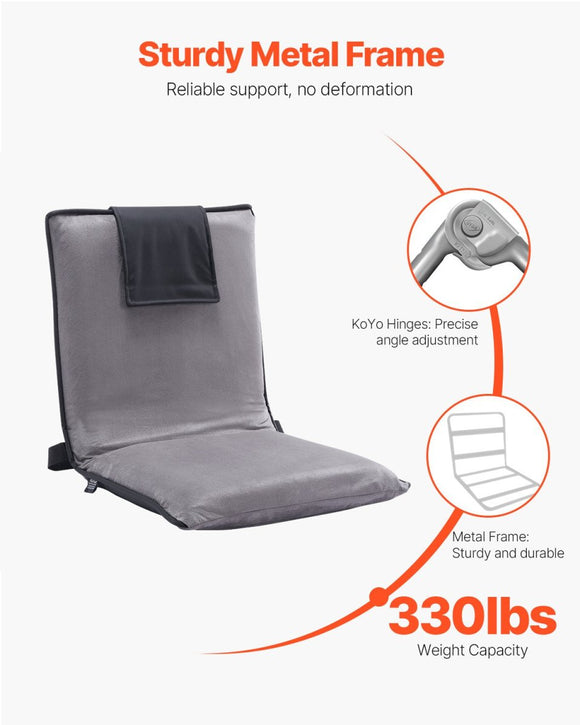 VEVOR Floor Chair, 6 - Position Adjustable Meditation Chair with Back Support, Folding Sofa Chair for Reading TV Watching and Gaming, Portable Floor Seat Lounge Sofa Chair for Kids Teens Adults, Gray - RnR Galore