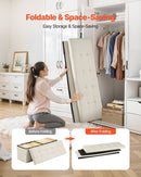 VEVOR Foldable Storage Ottoman Bench, End of Bed Bench with Side Bags, Folding Upholstered Storage Chest Supports 660 lbs, Linen Bed Ottoman with Large Space for Living Room, Bedroom, Entryway, Beige - RnR Galore