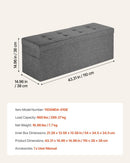 VEVOR Foldable Storage Ottoman Bench, End of Bed Bench with Side Bags, Folding Upholstered Storage Chest Supports 660 lbs, Linen Bed Ottoman with Large Space for Living Room, Bedroom, Entryway, Grey - RnR Galore