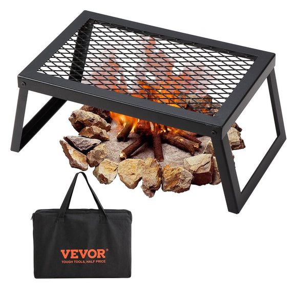 VEVOR Folding Campfire Grill Portable Camping Fire Pit Steel Outdoor BBQ Picnic - RnR Galore