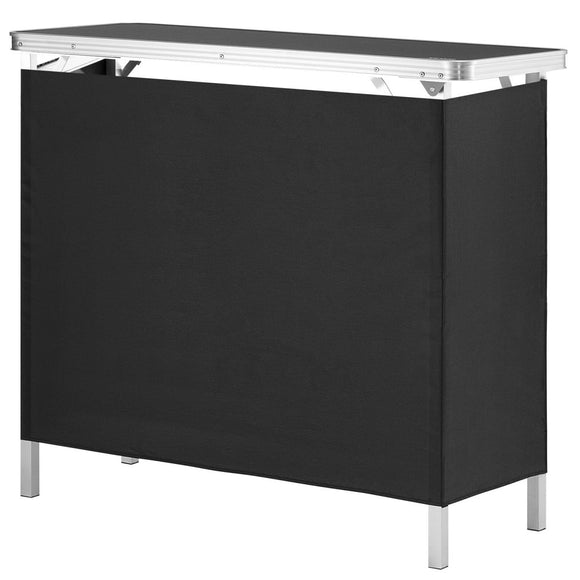 VEVOR Folding Portable Bar Table, Tradeshow Podium Table for Indoor, Outdoor, Party, Picnic, Exhibition, Includes Carrying Case, Storage Shelf and Black Skirt, 38.39" x 15.16" x 34.25“ - RnR Galore