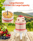 VEVOR Fruit Wine Press Manual Press for Wine Making 3.2 Gal/12L Wood Basket - RnR Galore
