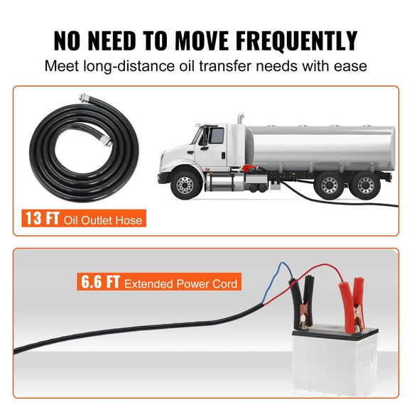 Portable 12V DC Fuel Transfer Pump Kit, 10 GPM, Electric Diesel Extractor with Auto Nozzle & Hoses - RnR Galore