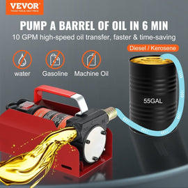 Portable 12V DC Fuel Transfer Pump Kit, 10 GPM, Electric Diesel Extractor with Auto Nozzle & Hoses - RnR Galore