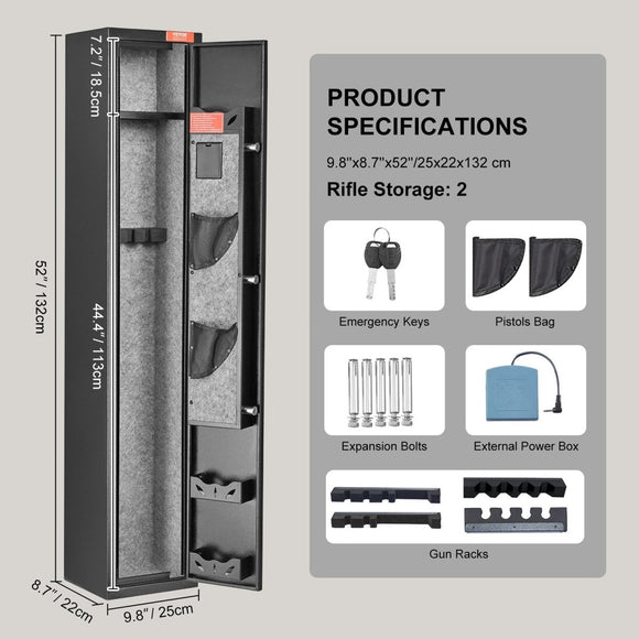 VEVOR Gun Safe Rifle Safe with Digital Keypad & Lock for 3 Rifles and 4 Pistols - RnR Galore