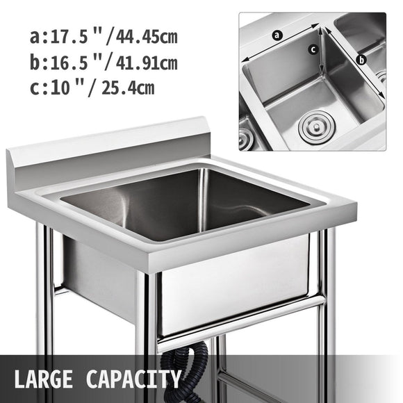 VEVOR Handmade Sink Non - magnetic Stainless Steel Kitchen Sink Hand Made 1 Compartment 44.4 x 41.9 x 25.4 cm Capacity Huge Tub Sink for Farmhouse Cafe Shop Hospital - RnR Galore