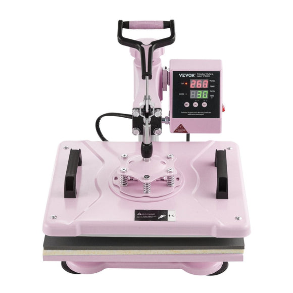 VEVOR Heat Press Machine 12x15 in 5 in 1 with 30oz Tumbler Press T-Shirts Pink - RnR Galore