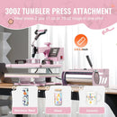 VEVOR Heat Press Machine 12x15 in 5 in 1 with 30oz Tumbler Press T-Shirts Pink - RnR Galore