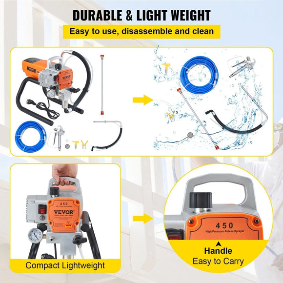 VEVOR High Pressure Airless Wall Paint Spray Gun Sprayer 600W Machine Spraying - RnR Galore