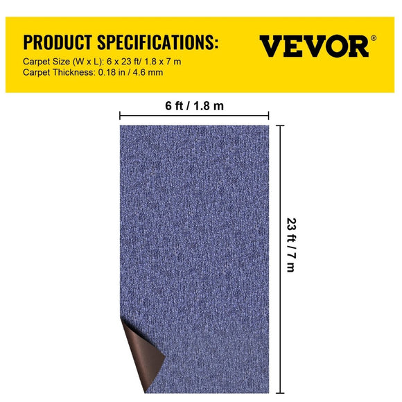 VEVOR Indoor Outdoor Rug Carpet Blue 6x23ft Area Rugs Runner for Patio Deck, 1.8x7m - RnR Galore