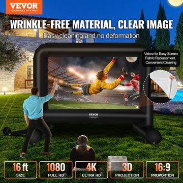 16 FT Inflatable Movie Screen with Blower, Front/Rear Projection for Outdoor Parties, Oxford Fabric - RnR Galore