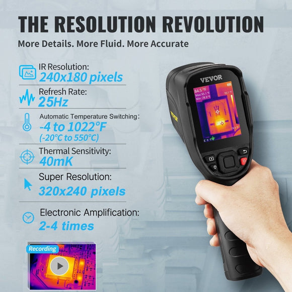 VEVOR Infrared Thermal Imager Visible Light Camera 2MP IR Resolution 240x180 - RnR Galore