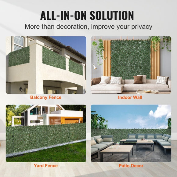 VEVOR Ivy Privacy Fence, 2440 x 1830 mm Artificial Green Wall Screen, Greenery Ivy Fence with Strengthened Joint, Faux Hedges Vine Leaf Decoration for Outdoor Garden, Yard, Balcony, Patio Decor - RnR Galore