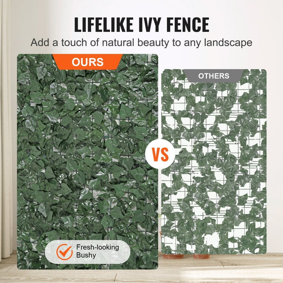 VEVOR Ivy Privacy Fence, 2440 x 1830 mm Artificial Green Wall Screen, Greenery Ivy Fence with Strengthened Joint, Faux Hedges Vine Leaf Decoration for Outdoor Garden, Yard, Balcony, Patio Decor - RnR Galore