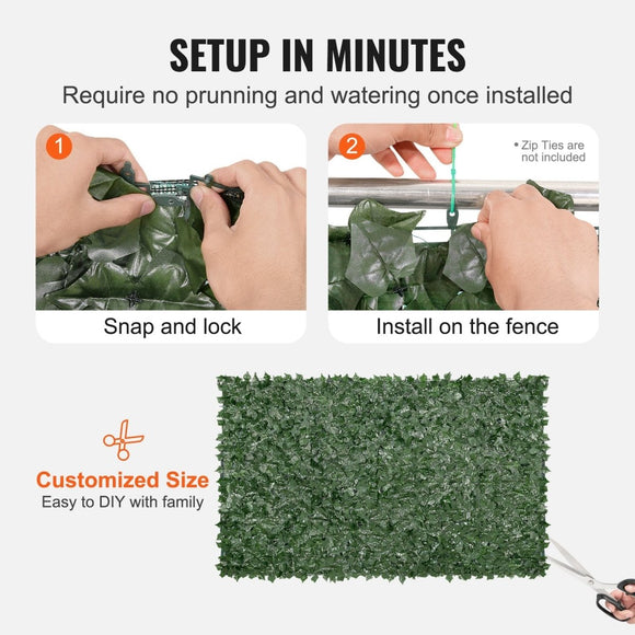 VEVOR Ivy Privacy Fence 59x98 in, Green Wall Screen with Mesh Backing, Faux Hedges Vine Decoration - RnR Galore