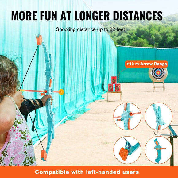 VEVOR Kids Bow and Arrow Set LED Light Up Outdoor Archery Kit Children 10 Arrows - RnR Galore