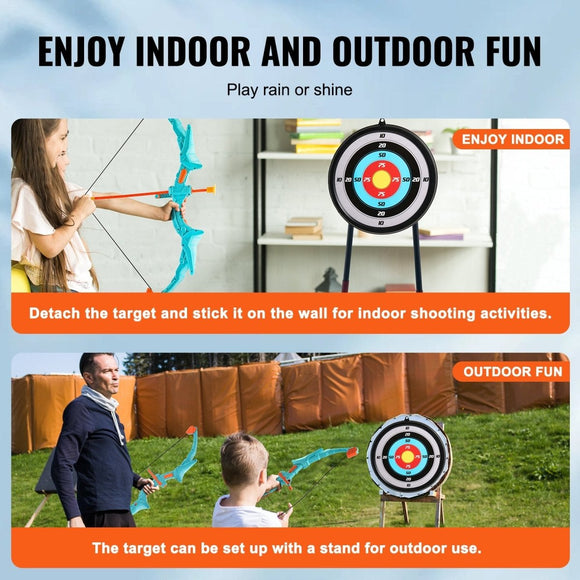 VEVOR Kids Bow and Arrow Set LED Light Up Outdoor Archery Kit Children 10 Arrows - RnR Galore