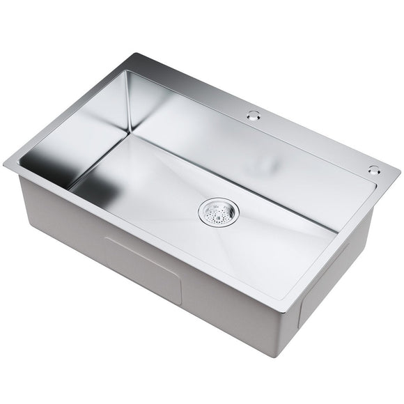 VEVOR Kitchen Sink, 304 Stainless Steel Drop - In Sinks, Top Mount Single Bowl Basin with Accessories(Pack of 3), Household Dishwasher Sinks for Workstation, RV, Prep Kitchen, and Bar Sink, 33 inch - RnR Galore