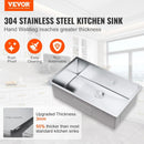 VEVOR Kitchen Sink, 304 Stainless Steel Drop - In Sinks, Undermount Single Bowl Basin with Accessories(Pack of 3), Household Dishwasher Sinks for Workstation, RV, Prep Kitchen, and Bar Sink, 32 inch - RnR Galore