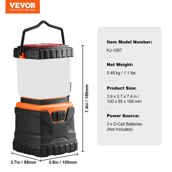 VEVOR LED Camping Lantern Battery Powered All - in - one for Exceptional Experience - RnR Galore