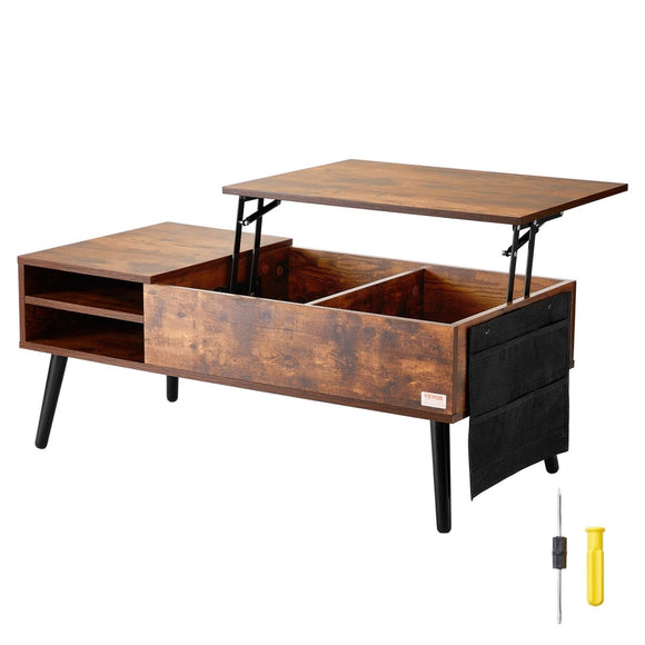 VEVOR Lift Top Coffee Table 39.4 in Rectangle Coffee Table for Living Room Brown - RnR Galore