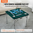 VEVOR Mahjong Table with Mahjong Tiles Set, Fold - in - Half 4 Player Card Table with 144PCS Majiang Tiles and 3 Dice, Portable Bi - Folding Domino Table with Wear - Resistant Green Tabletop & Carrying Handle - RnR Galore