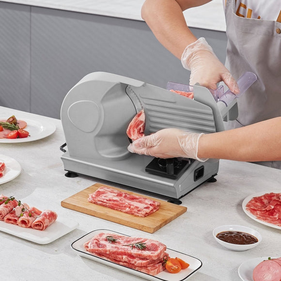 VEVOR Meat Slicer, 180W Electric Deli Food Slicer with 7.5" SUS420 Stainless Steel Blade and Blade Guard, 0 - 0.6 inch Adjustable Thickness for Home Use, Easy to Clean, Cut Meat, Bread, Ham and Cheese - RnR Galore
