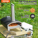 VEVOR Outdoor Pizza Oven, 12" Wood Fired Pizza Ovens, Pellet Pizza Stove with Thermometer, Portable Pizza Maker for Outside Backyard Patio Camping, Pizza Stone, Carry Bag, Shovel, Black - RnR Galore